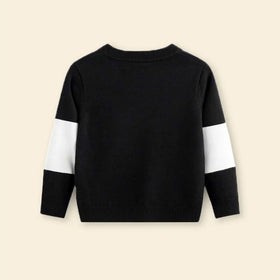 Boys Black Sweater With Self-Design Lightning Patterns Sweaters & Cardigans