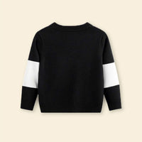 Boys Black Sweater With Self-Design Lightning Patterns Sweaters & Cardigans