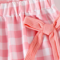 Girls Peach Ribbed Tank Top with Bow Applique Pants Sets 2 pc. Sets