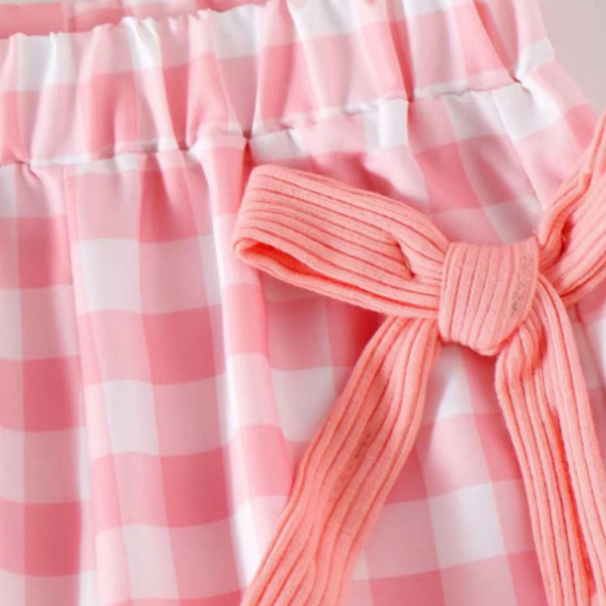 Girls Peach Ribbed Tank Top with Bow Applique Pants Sets 2 pc. Sets