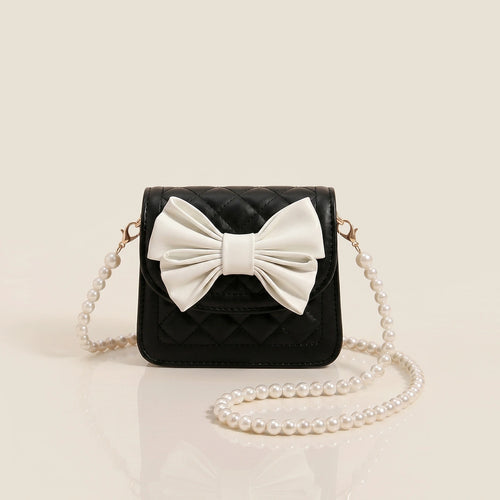 Girls Black Quilted Bow Applique Sling Bag Sling Bags Black Onesize