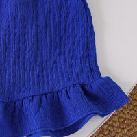 Girls Blue Textured Sleeveless Ruffle Top With Shorts Sets 2 pc. Sets