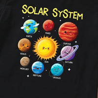 Girls Black Planets Graphic Short Sleeve T-Shirt Tshirts