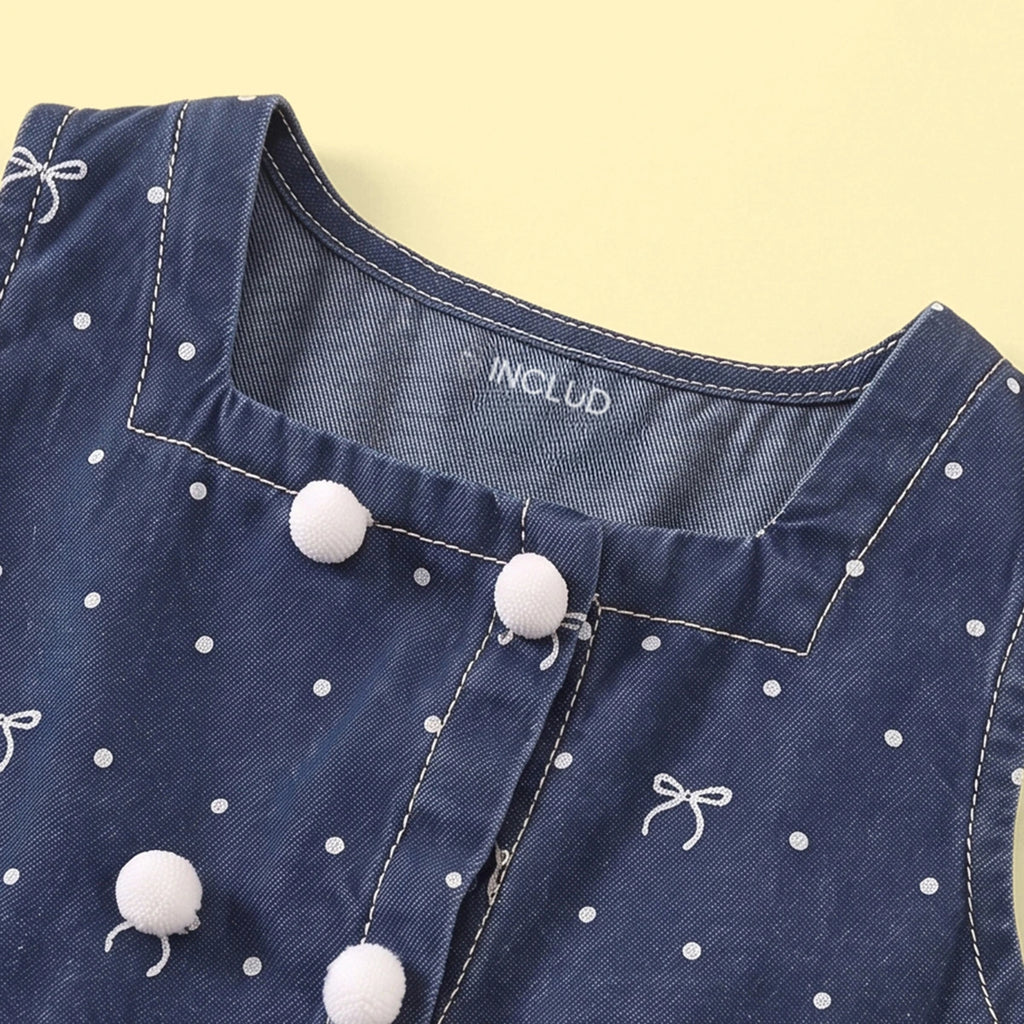 Girls Dark Blue Polka Dot Print Top With Pants Sets 2 pc. Sets
