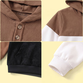 Boys Brown Colour-blocked Hooded Sweatshirt Sweatshirts & Hoodies