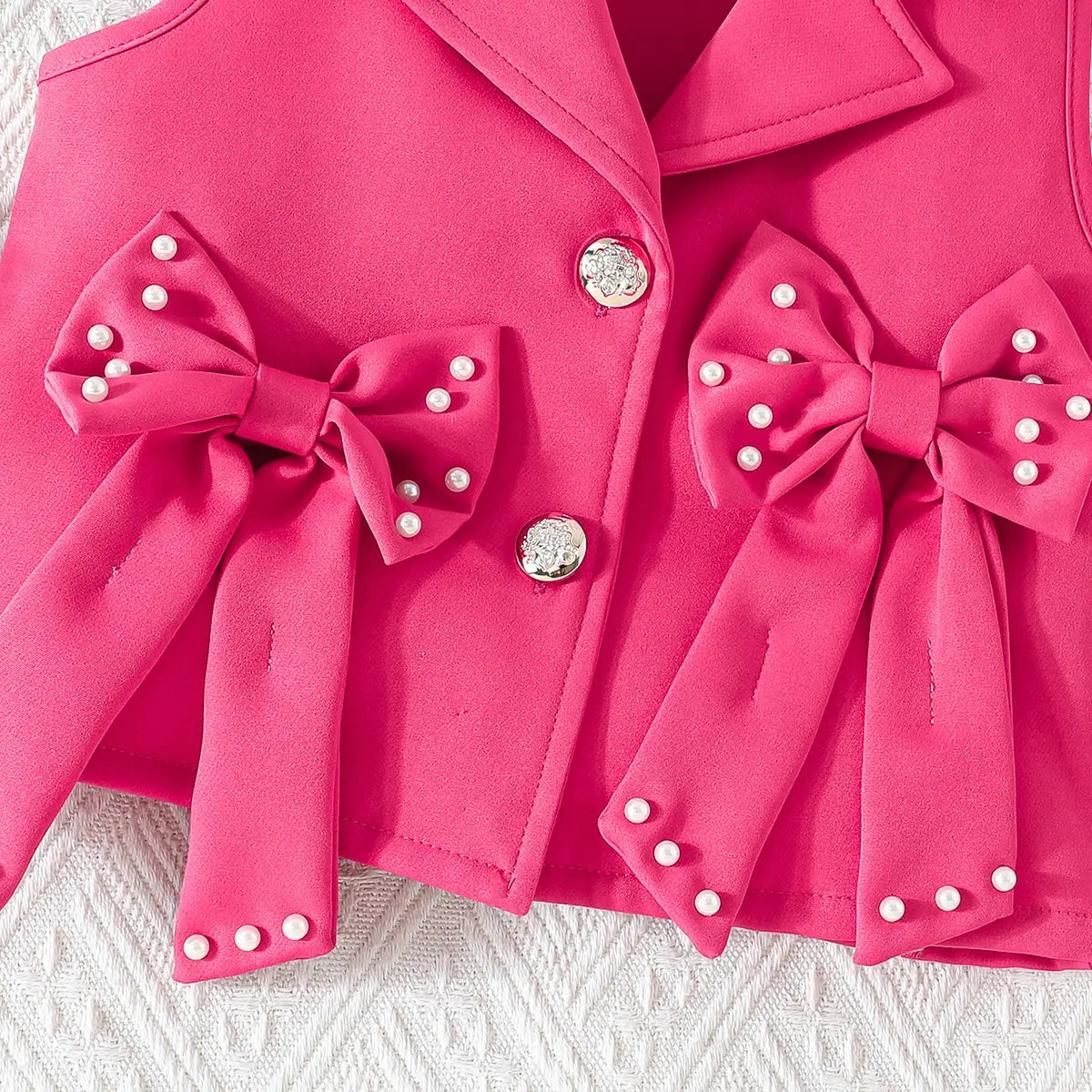Girls Fuchsia Bow Applique Top With Camisole Top And Pleated Skirt Sets 3 pc. Sets