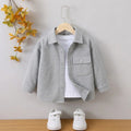 Boys Light Grey Textured Long Sleeve Shirt with Pocket Shirts Light Grey 1-2 Y