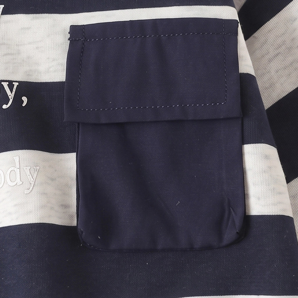 Boys Navy Blue Striped Long Sleeve Sweatshirt Sweatshirts & Hoodies