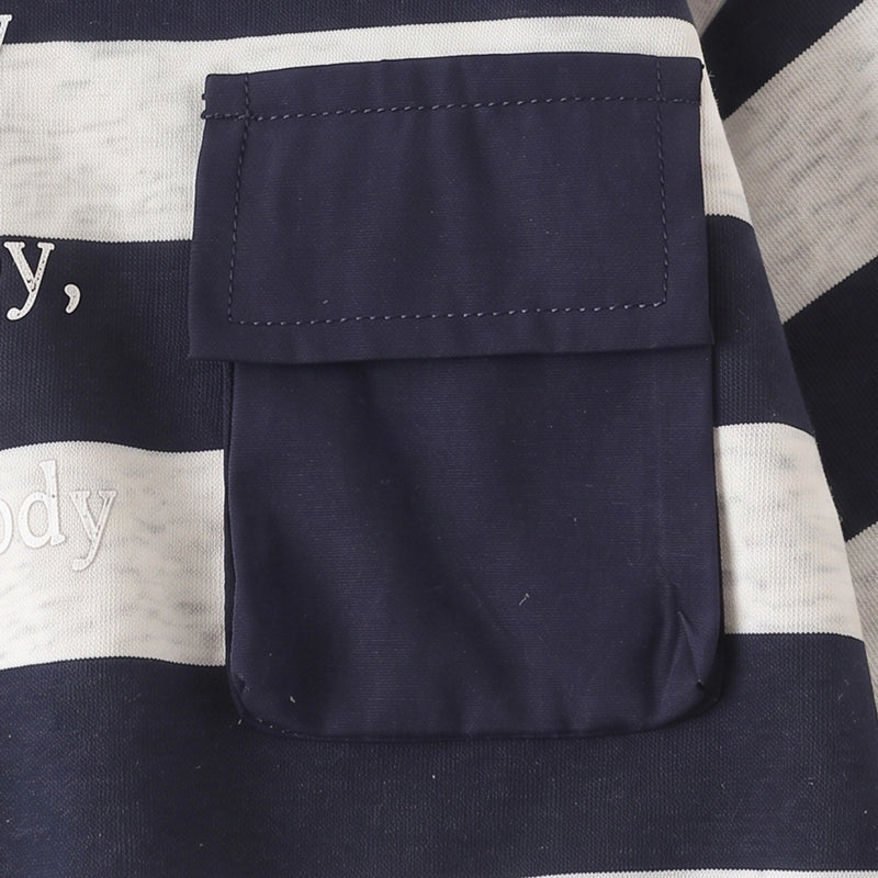 Boys Navy Blue Striped Long Sleeve Sweatshirt Sweatshirts & Hoodies