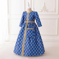 Girls Blue Ethnic Motifs Print Fit & Flare Dress Casual Dresses