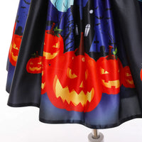 Girls Black Halloween Pumpkin Printed Fit & Flare Party Wear Dress Party Dresses