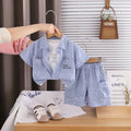 Boys Blue Typographic Printed Shirt With Printed T-shirt And Shorts Sets 3 pc. Sets Blue 1-2 Y