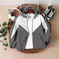 Boys Grey Solid Hooded Front Zipper Jacket Coats & Jackets Grey 3-4 Y