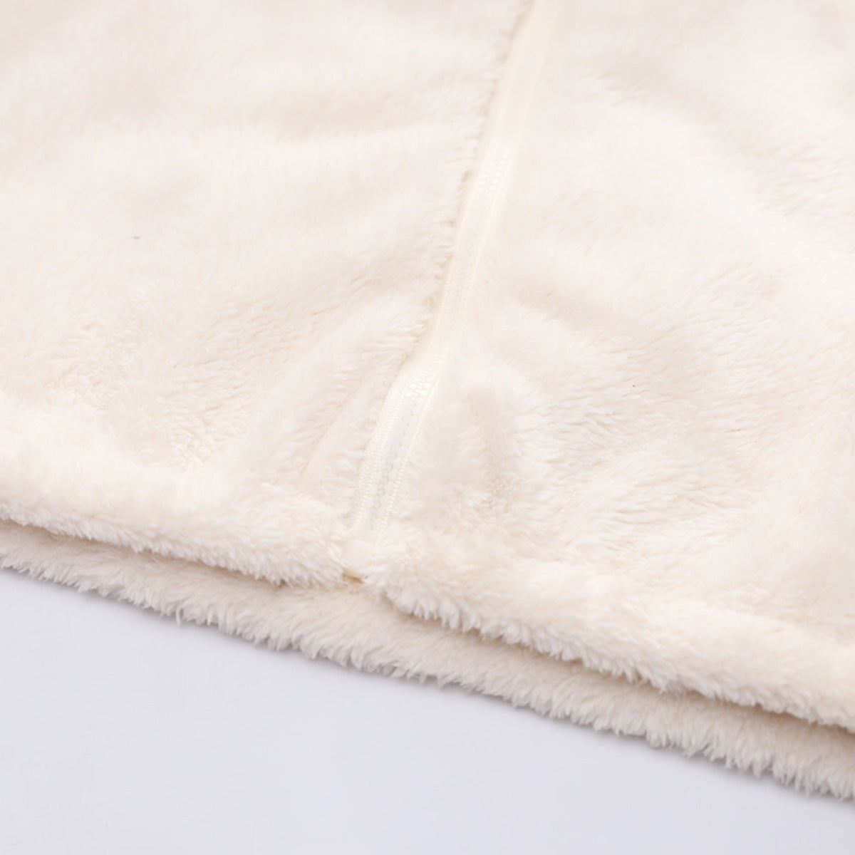 Girls Off White Fur Front Zipper Hooded Winter Jacket Coats & Jackets