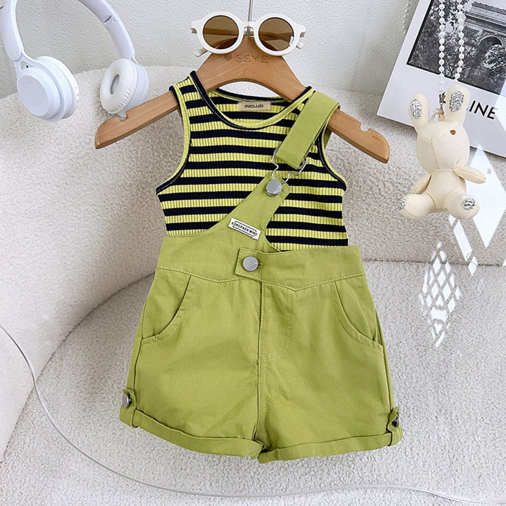 Girls Striped Tank Top with Shorts Set