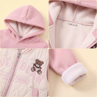 Girls Pink Embroidered Regular Sweatshirt With Sleeveless Jackets, Pants & Bag Sets 4 pc. Sets