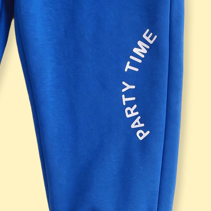Boys White Typography Print Long Sleeve Sweatshirt With Jogger Sets 2 pc. Sets