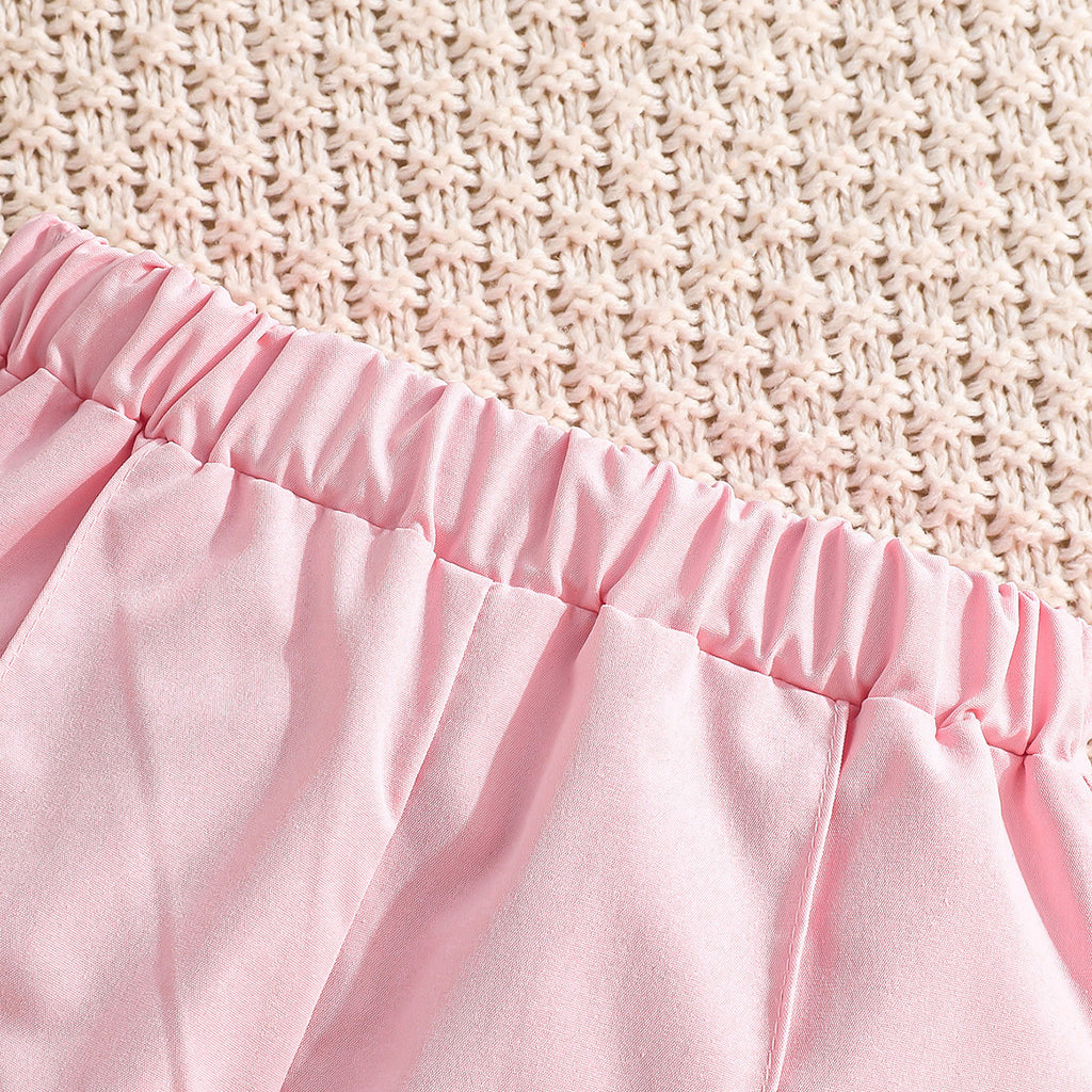 Girls Pink Applique Top With Sleeveless Vest And Trousers Sets 3 pc. Sets