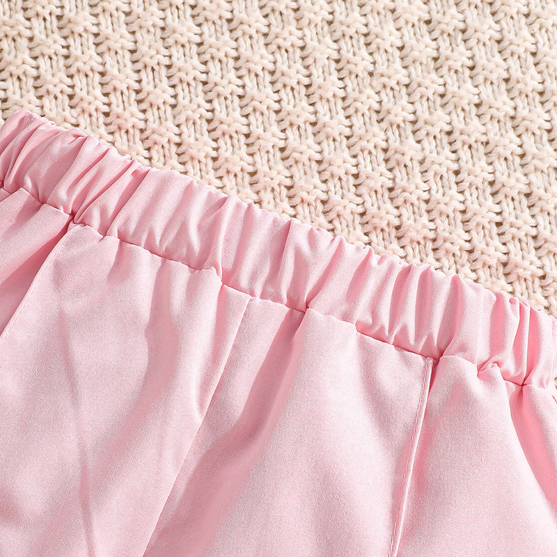 Girls Pink Applique Top With Sleeveless Vest And Trousers Sets 3 pc. Sets