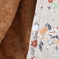 Girls Grey Floral Printed Hooded Front Open Winter Jacket Coats & Jackets