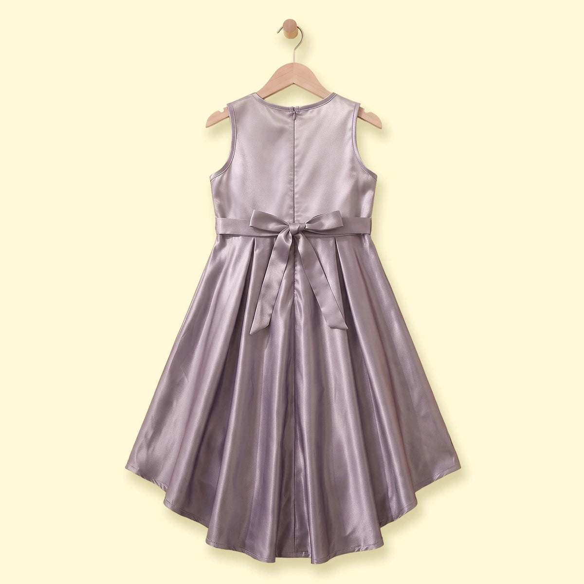 Girls Grey Floral Applique Sleeveless High-Low Party Dress Party Dresses