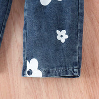 Girls Crop Top With Printed Elasticated Denims Set (Copy) Sets
