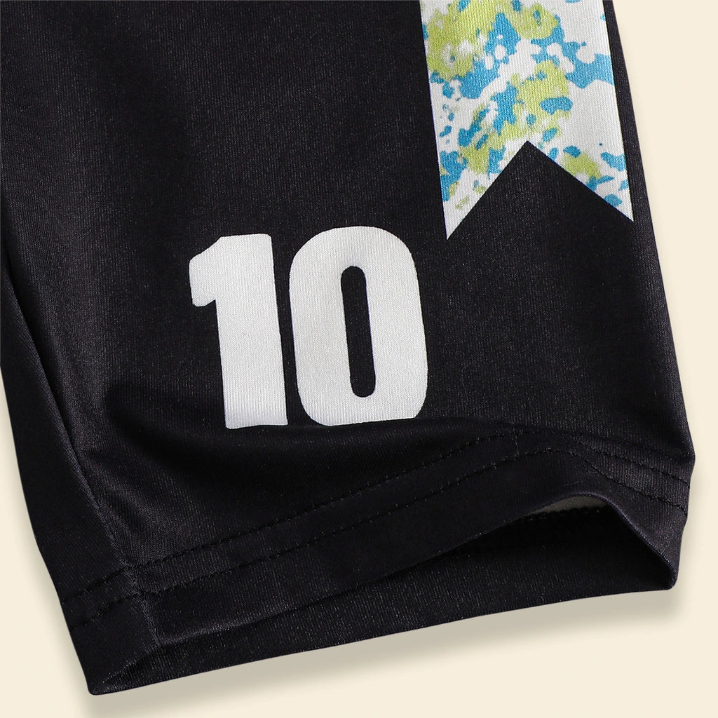 Boys Black Abstract Print T-Shirt With Shorts Set Sets