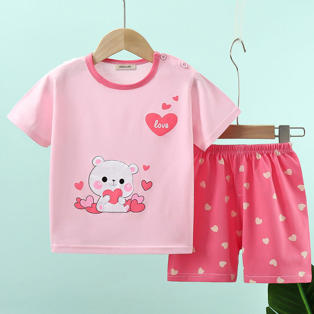 Girls Short Sleeve Graphic Print T-Shirt With Shorts Set