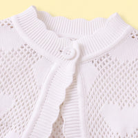 Girls White Heart Pattern Cardigan Sweaters & Cardigans