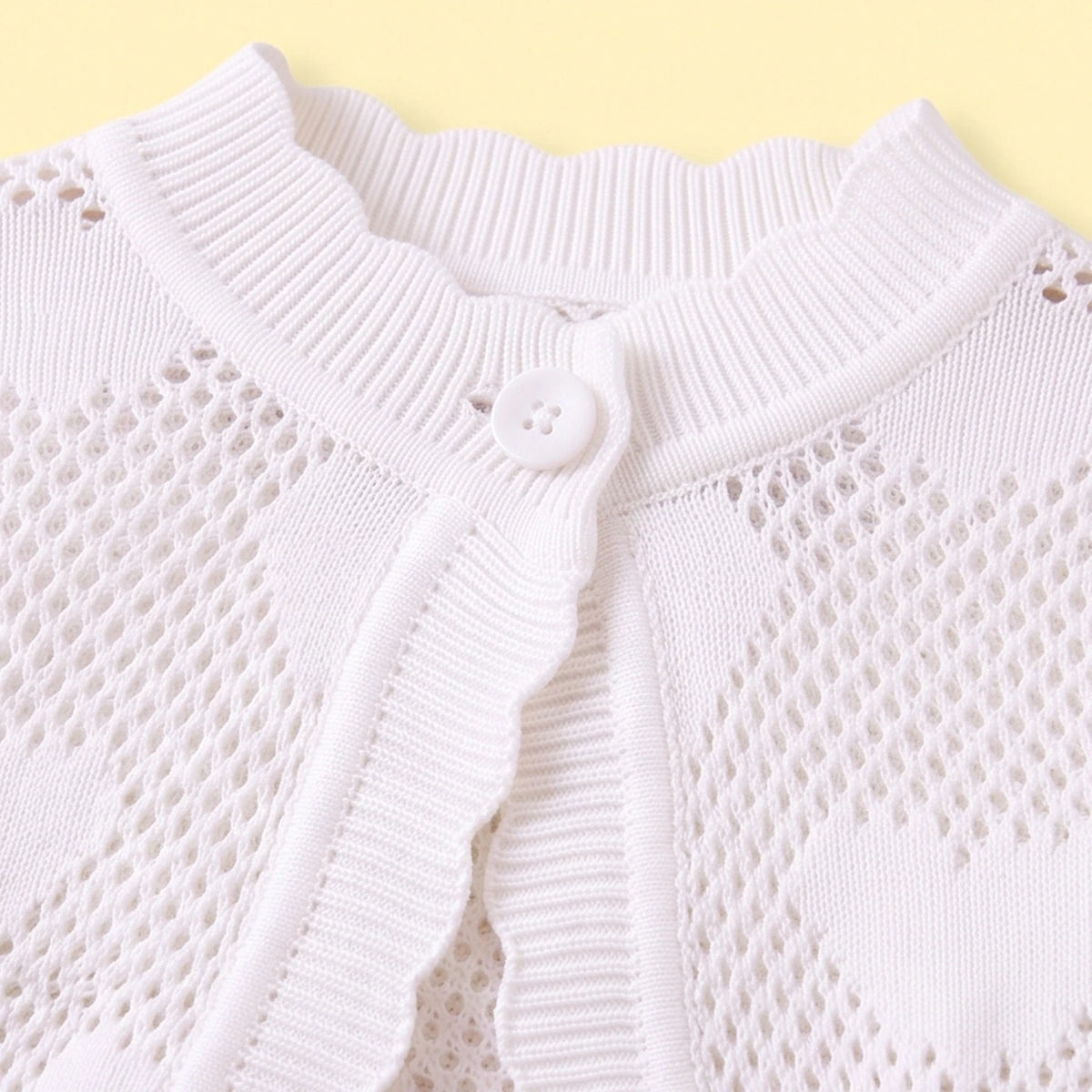 Girls White Heart Pattern Cardigan Sweaters & Cardigans
