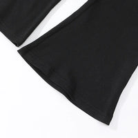 Girls Brown Bow Detail Short Sleeve T-Shirt With Flared Pants Sets Sets