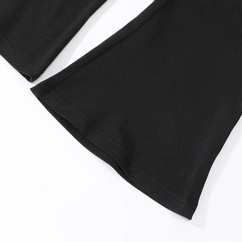 Girls Brown Bow Detail Short Sleeve T-Shirt With Flared Pants Sets Sets