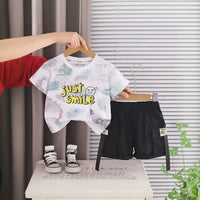 Boys Multicolor Abstract Print Short Sleeve T-Shirt With Elasticated Shorts Sets 2 pc. Sets Multicolor 1-2 Y