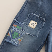 Boys Pink Typographic Regular Sweatshirt With Denim Trousers Sets 2 pc. Sets