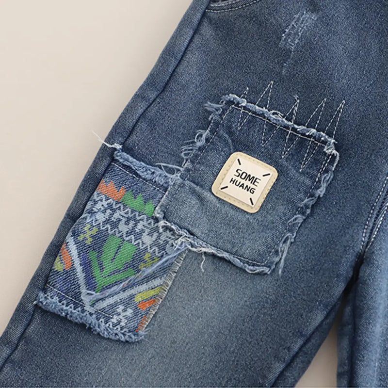 Boys Pink Typographic Regular Sweatshirt With Denim Trousers Sets 2 pc. Sets