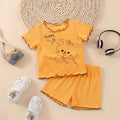Girls Yellow Bear Graphic Printed Short Sleeve Top With Shorts Sets 2 pc. Sets Yellow 1-2 Y