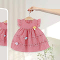 Girls Red Checked Mushroom Applique Fit & Flare Casual Dress Casual Dresses Red 1-2 Y