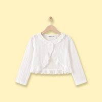 Girls White Schiffli Embroidered Long Sleeve Shrug Tops White 2-3 Y