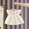 Girls Polka Dot Print Embroidered Casual Dress Casual Dresses Off White 1-2 Y 