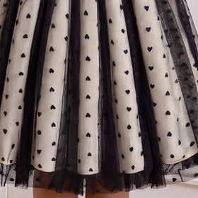 Girls Black Heart Print Long Sleeve Fit & Flare Dress Casual Dresses