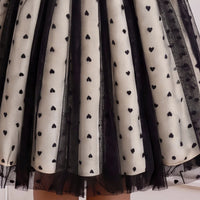 Girls Black Heart Print Long Sleeve Fit & Flare Dress Casual Dresses