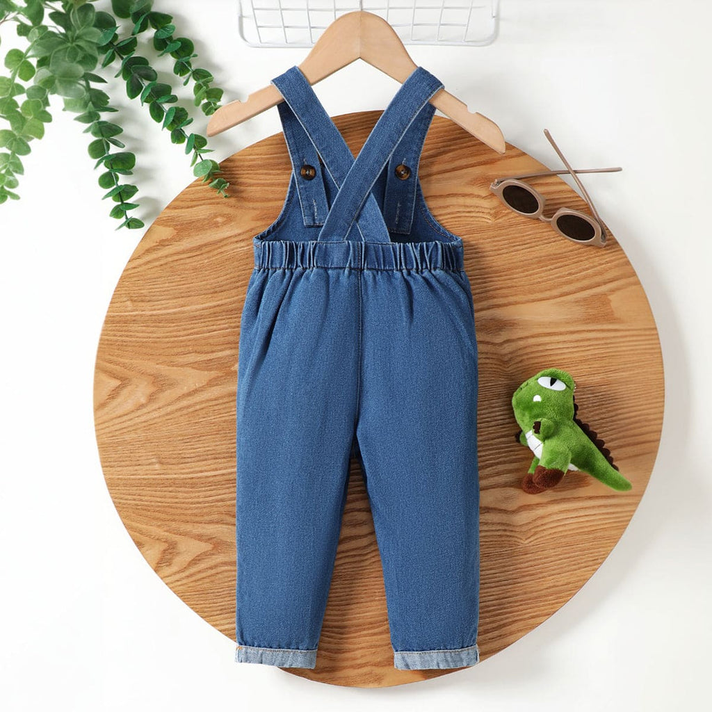 Boys Blue Dinosaur Print Dungaree Jumpsuits Blue 6-9 M 