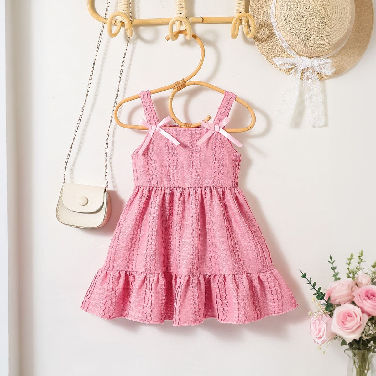 Girls Pink Strappy Fit & Flare Dress Casual Dresses Pink 6-9 M 