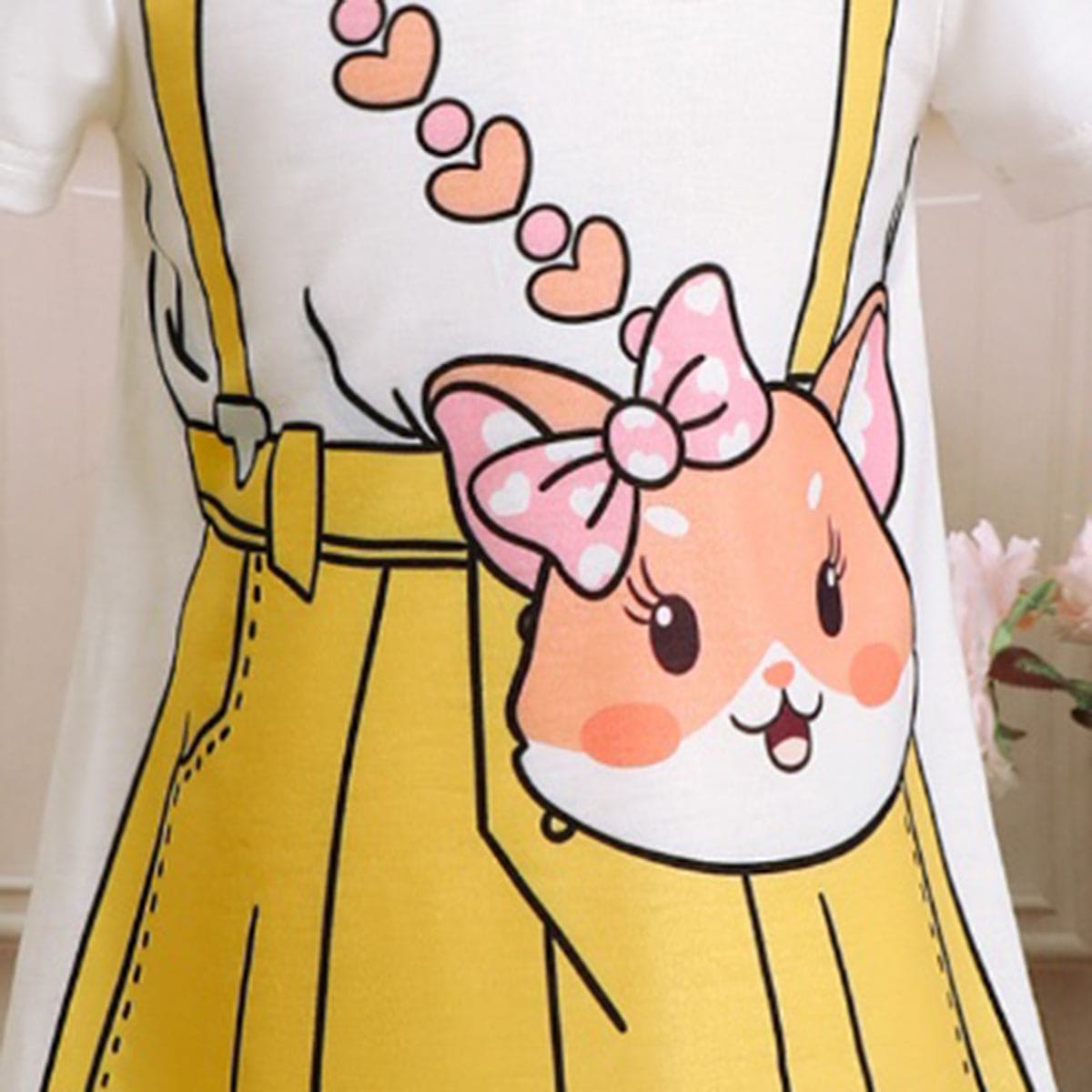 Girls Yellow Printed Short Sleeves T-shirt Dress Casual Dresses   