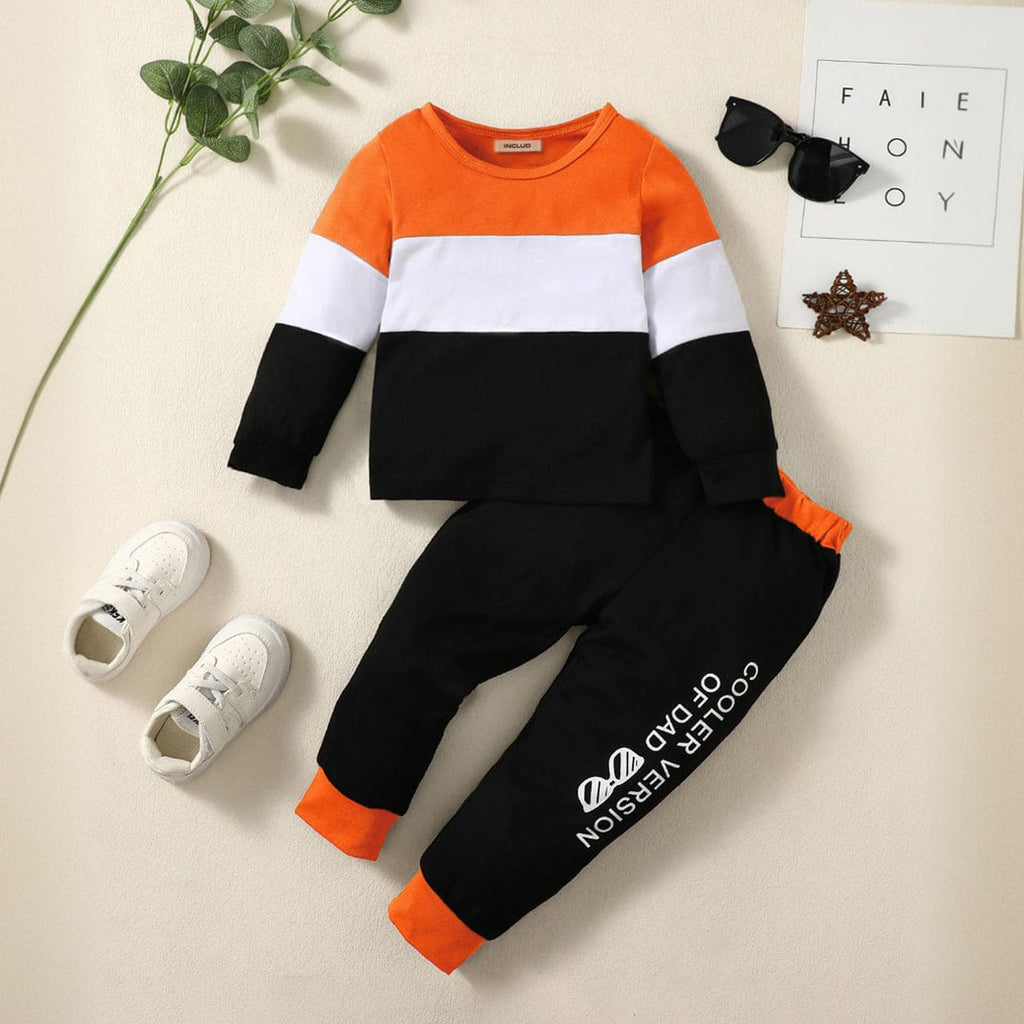 Boys Black Sweatshirt with Trackpants Set Sets Black 1-2 Y 