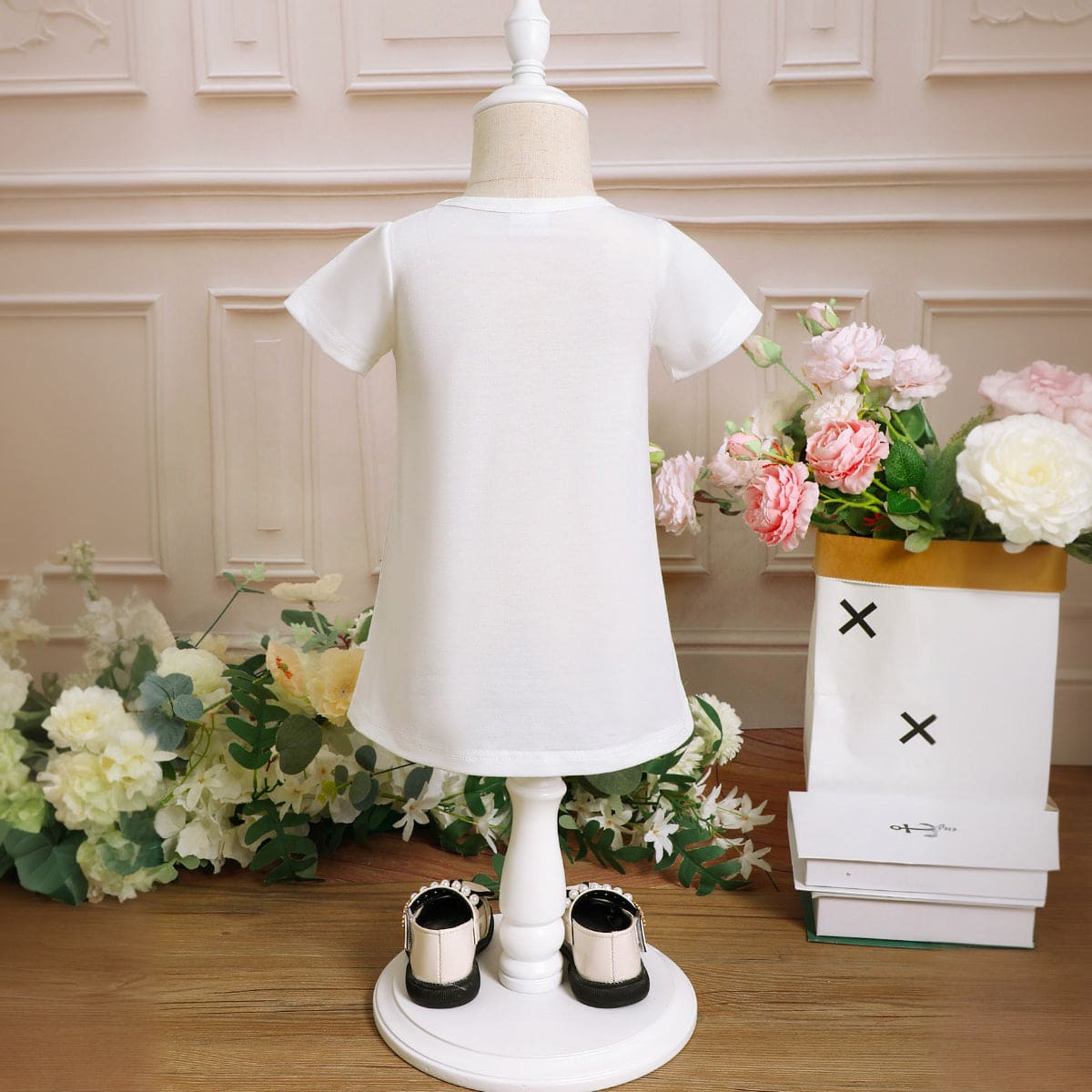 Girls Yellow Printed Short Sleeves T-shirt Dress Casual Dresses   
