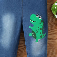 Boys Blue Dinosaur Print Dungaree Jumpsuits   