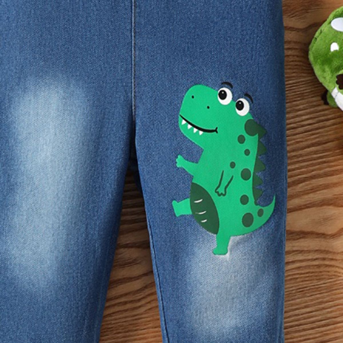 Boys Blue Dinosaur Print Dungaree Jumpsuits   