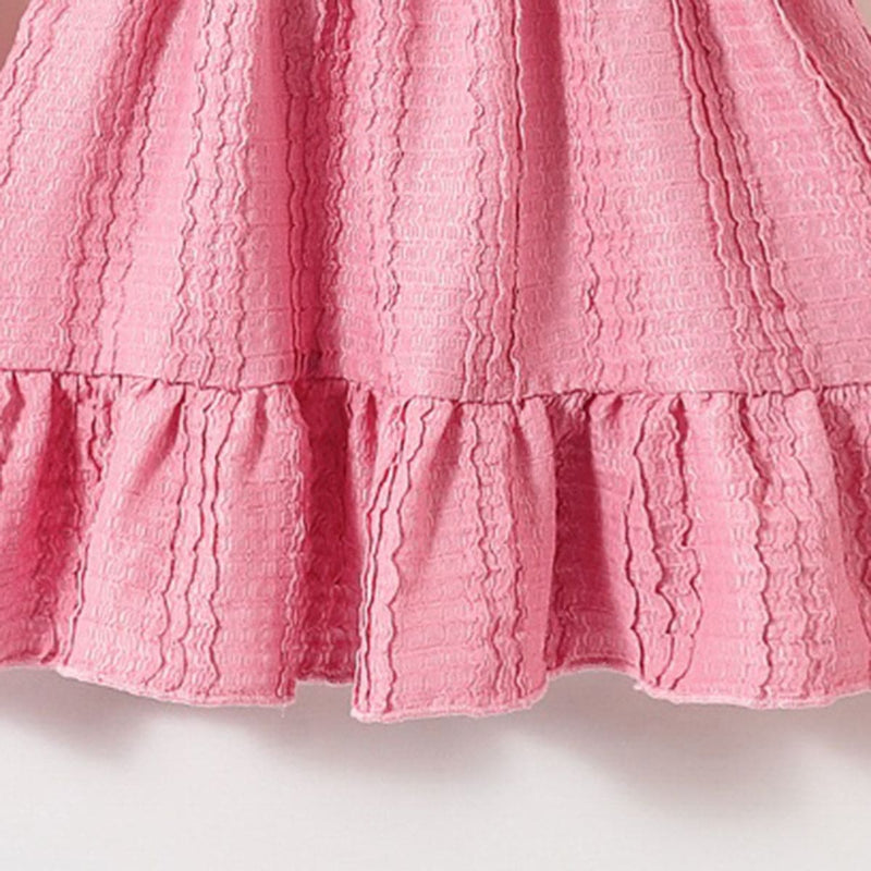 Girls Pink Strappy Fit & Flare Dress Casual Dresses   