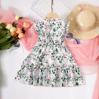 Girls White Floral Printed Tiered Casual Dress Casual Dresses   